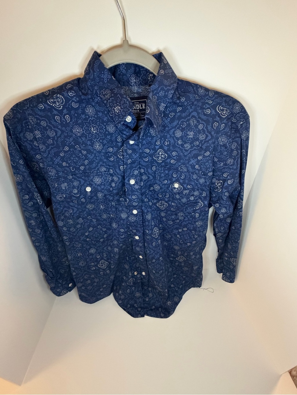 Kids youth (12-14yrs)Button-Down Paisley Shirt in Navy Blue